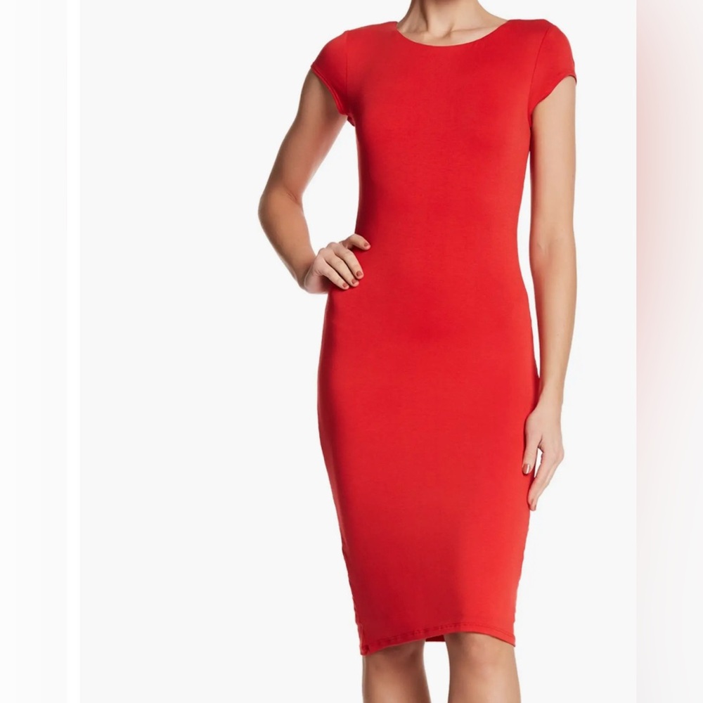 Velvet Torch Red Fitted Bodycon Dress Small
